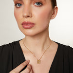 Load image into Gallery viewer, Yellow Gold Scattered Diamond Square  Ridged Pendant
