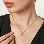 Load image into Gallery viewer, Yellow Gold Scattered Diamond Square  Ridged Pendant
