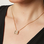 Load image into Gallery viewer, 9ct Yellow Gold Textured Square Pendant  Set With Diamonds-JOOLS by Jenny Brown

