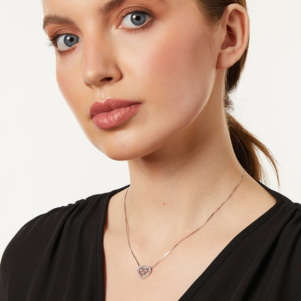 White Gold Heart Pave Set Diamond Dreamcatcher Necklace