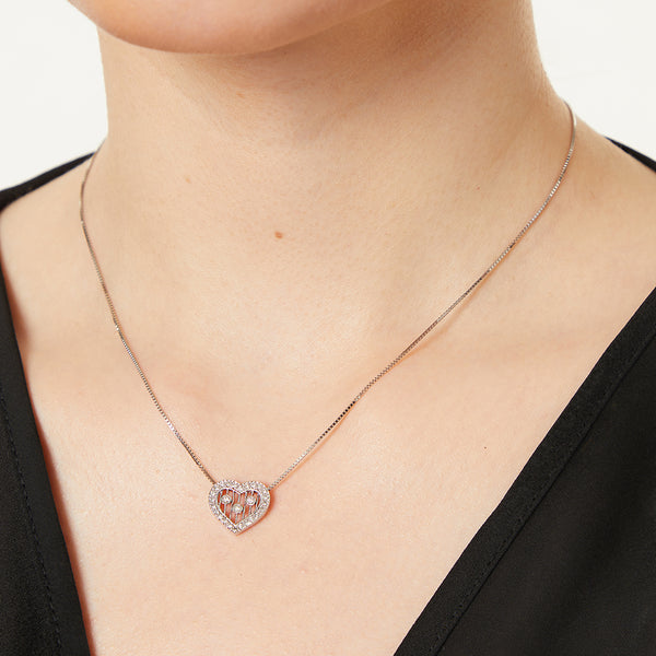 White Gold Heart Pave Set Diamond Dreamcatcher Necklace