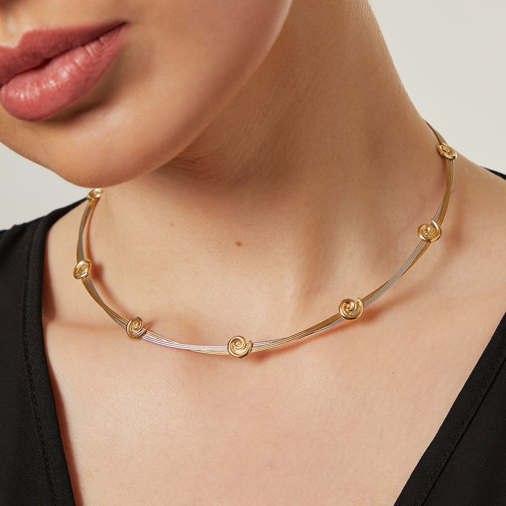 9ct White & Yellow Gold Full Collar Necklace