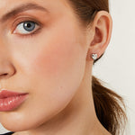 Load image into Gallery viewer, White Gold Bubbly Heart Studs With Diamond
