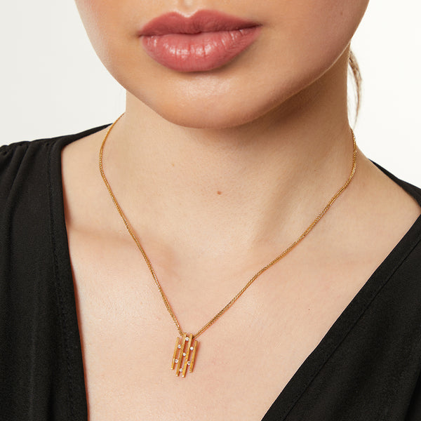 Yellow Gold 4 Bar Pendant With Tension Set Diamonds-JOOLS by Jenny Brown