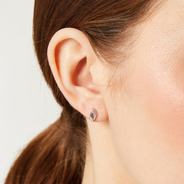 White Gold Open Offset Circle Earrings