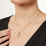 Load image into Gallery viewer, Yellow Gold Textured Square With Bar Of Diamonds
