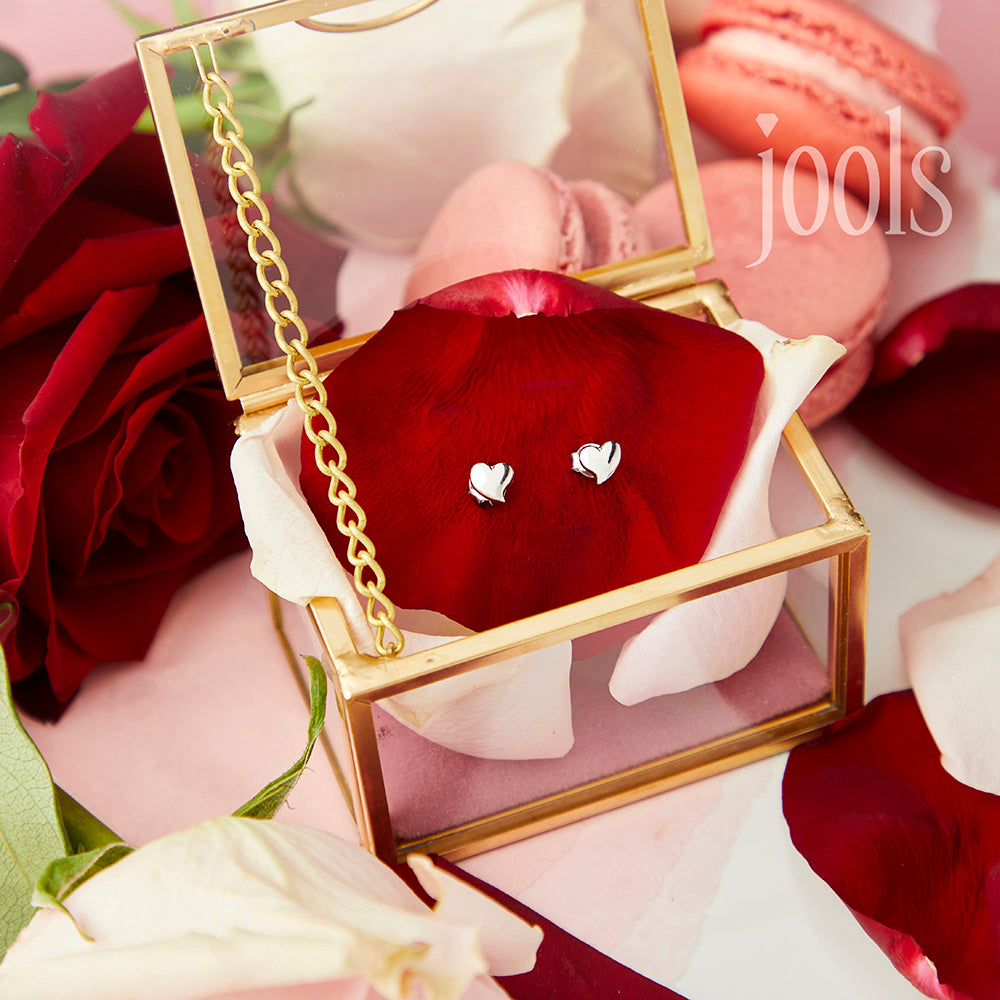 Sterling Silver Heart Offset  Earrings