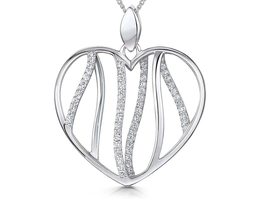 Sterling Silver Large Open Heart Pendant