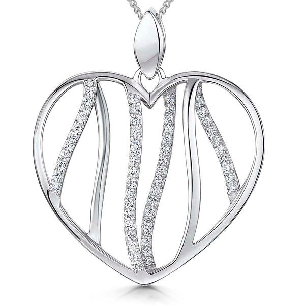 Sterling Silver Large Open Heart Pendant