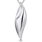 Load image into Gallery viewer, Polished &amp; Textured Silver &amp; Cubic Zirconia Pointed Pendant
