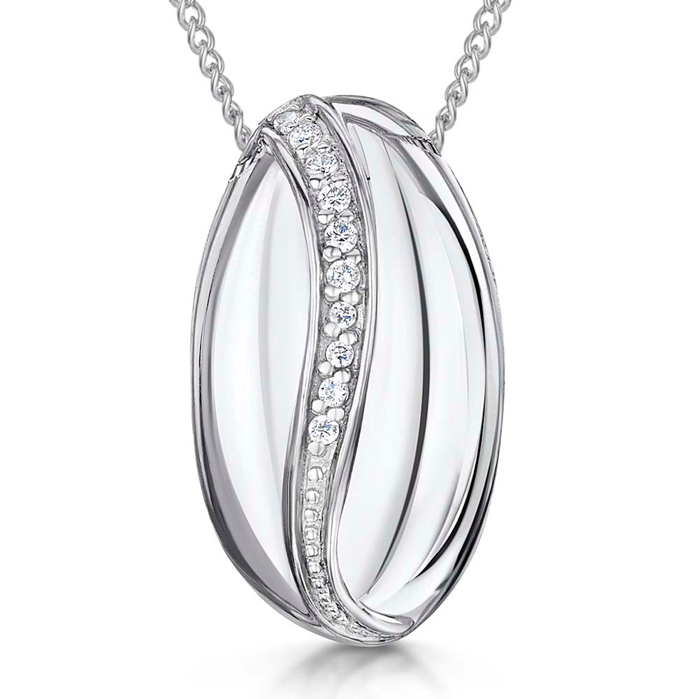 Sterling Silver & Cubic Zirconia 'Coffee Bean' Pendant