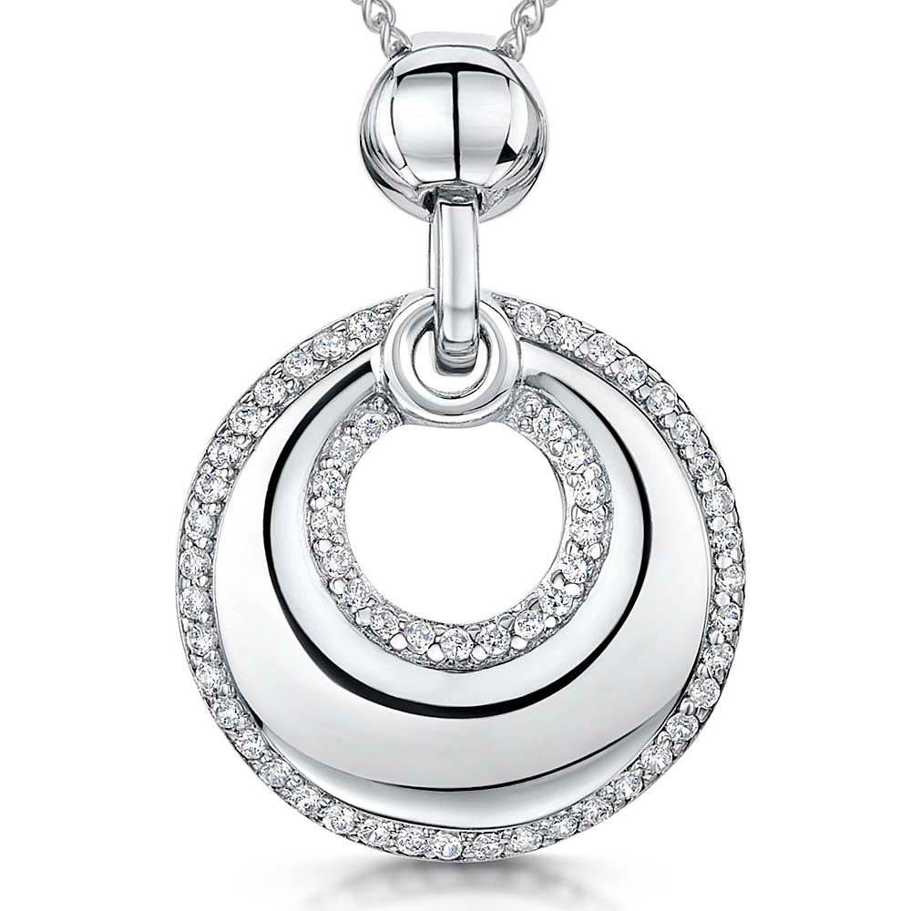 Bubbly Circle Pendant With Pave Cubic Zirconias