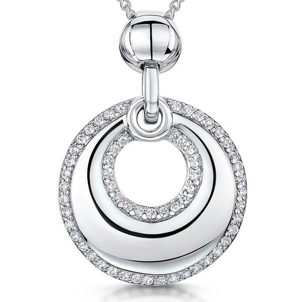 Bubbly Circle Pendant With Pave Cubic Zirconias
