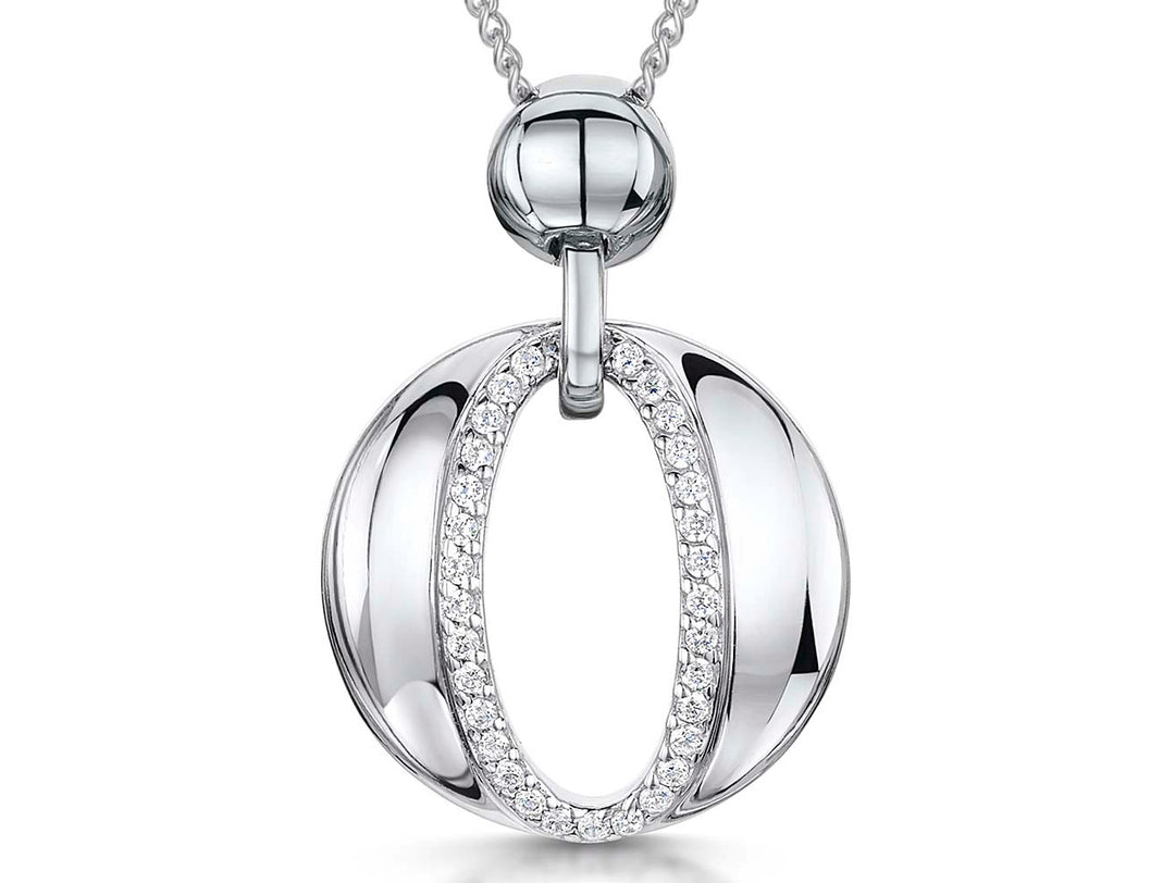 Circle Pendant With Pave Oval Centre