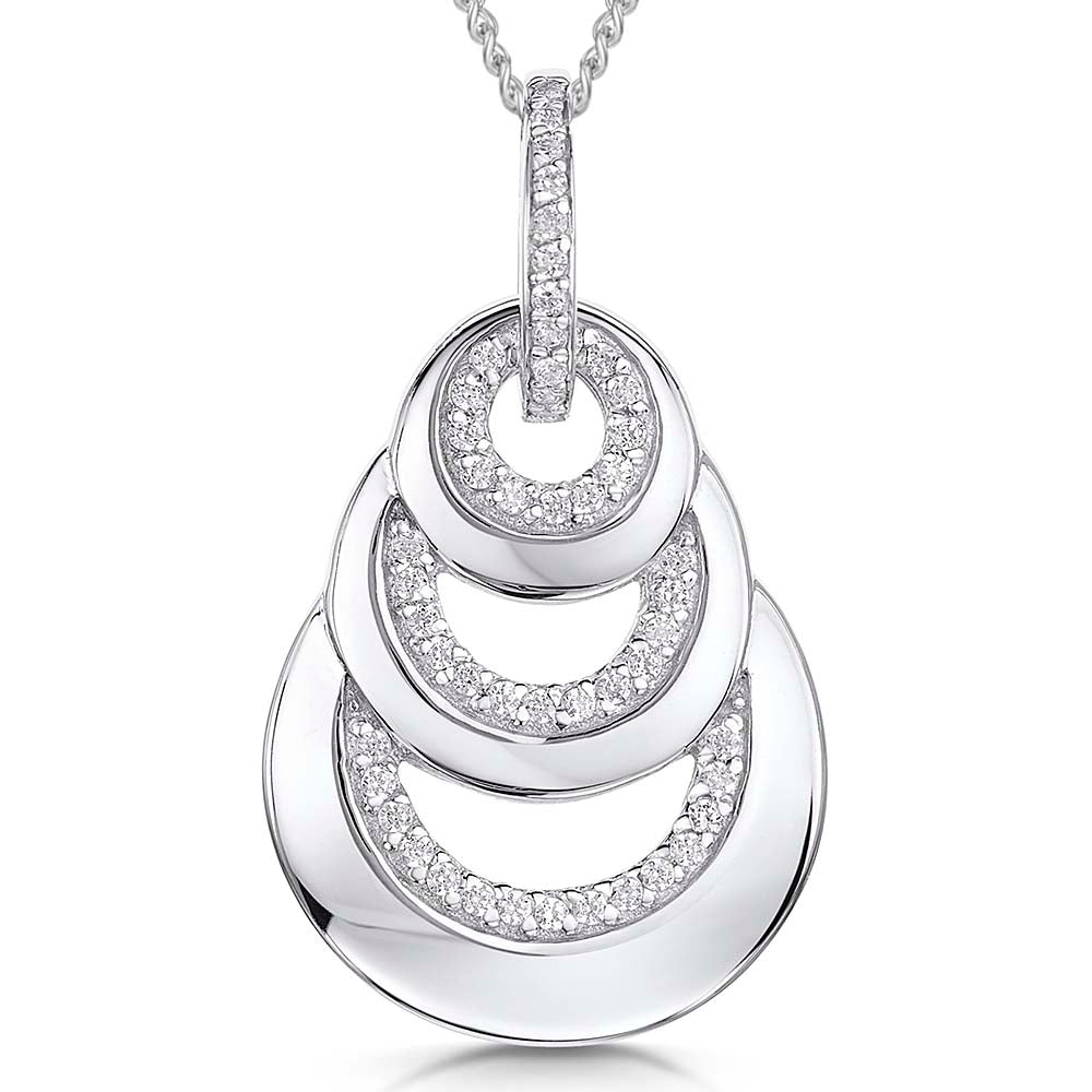 Stacked Silver & Pave Circle Pendant