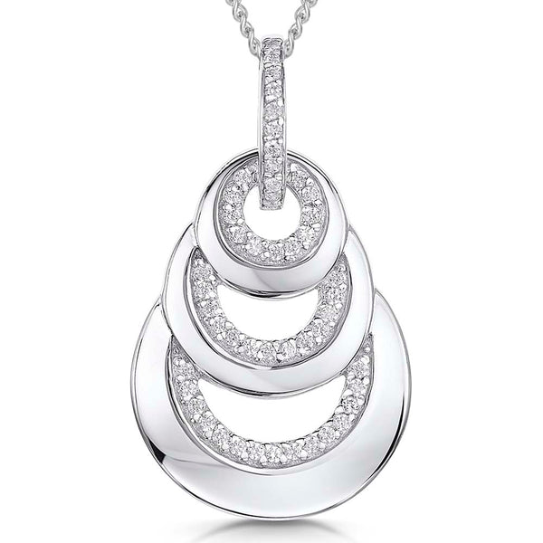 Stacked Silver & Pave Circle Pendant