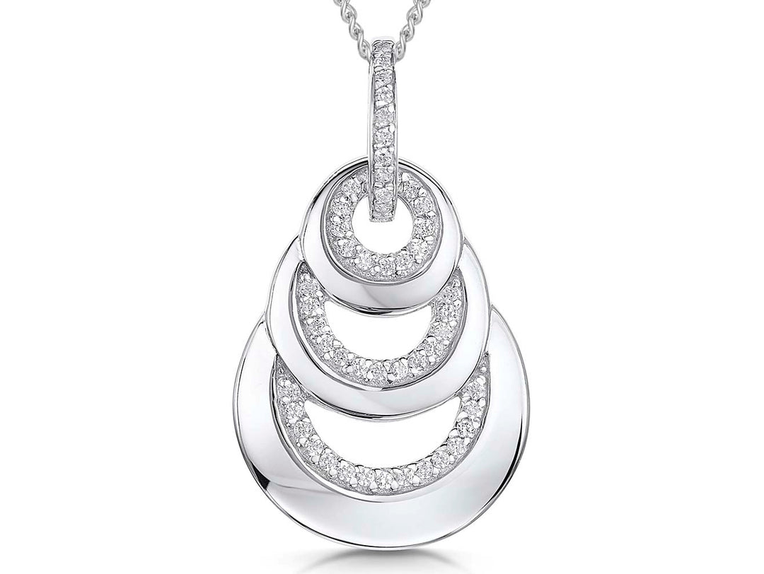 Stacked Silver & Pave Circle Pendant