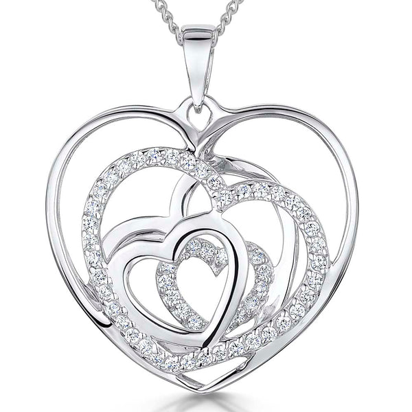 Sterling Silver Four Interlinked Heart Pendant - JOOLS By Jenny Brown