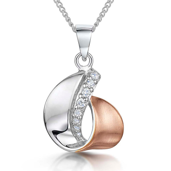 Sterling Silver Rose Gold Swirl  Pendant - JOOLS By Jenny Brown