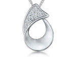 Load image into Gallery viewer, Brushed Silver Teardrop Pendant With Cubic Zirconias
