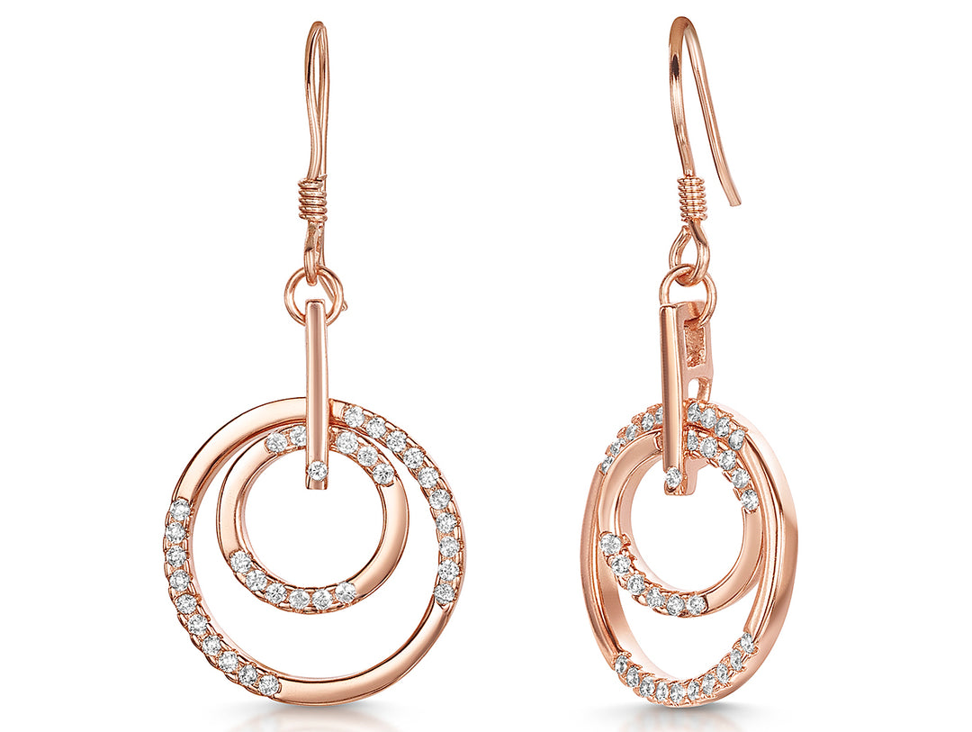 Rose Double Circle Drop Earrings