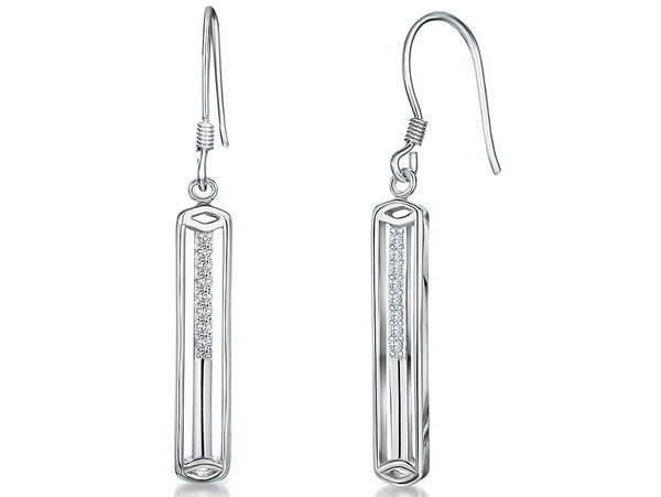 Sterling Silver Rectangle Drop Earrings - JOOLS By Jenny Brown