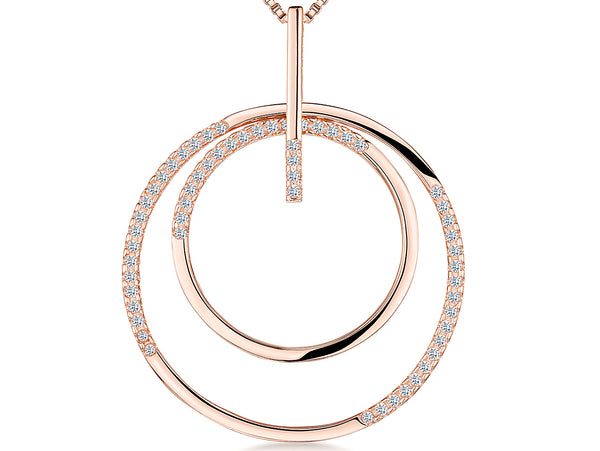 Rose Gold Double Circle Pendant-JOOLS by Jenny Brown