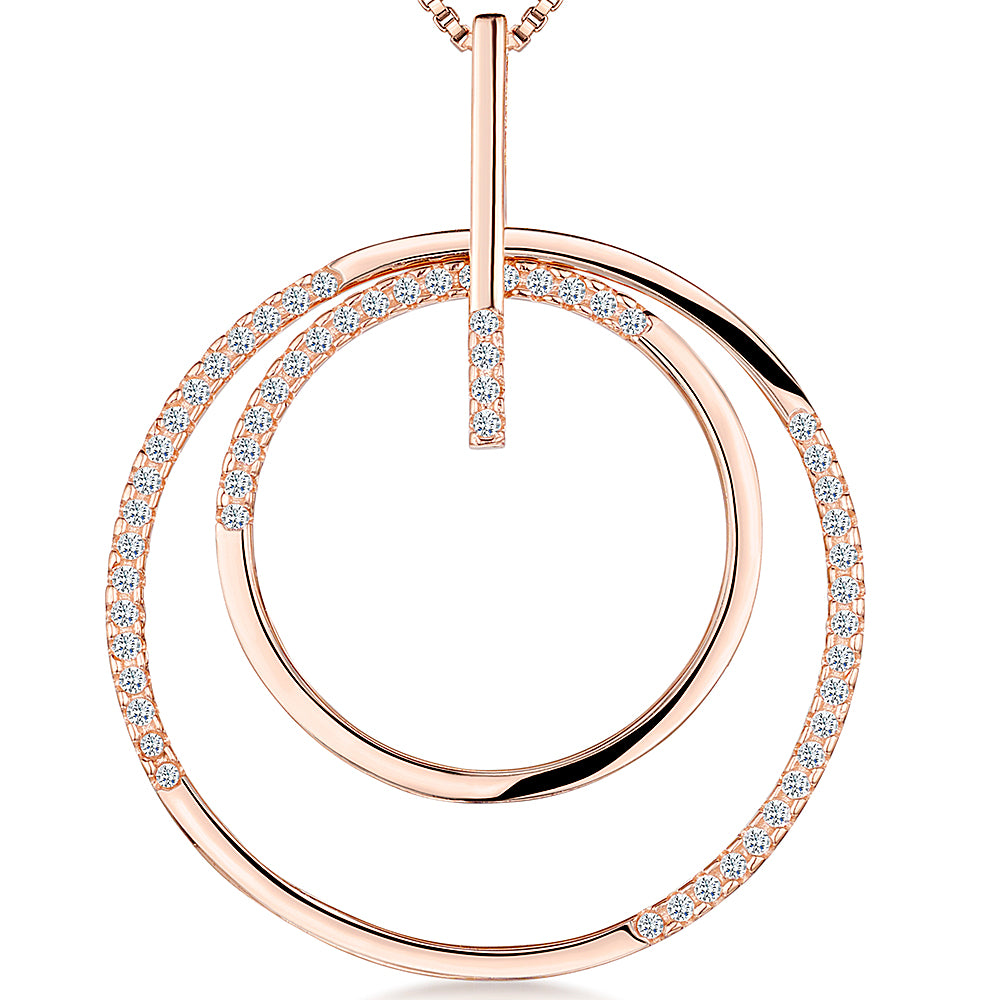 Rose Gold Double Circle Pendant-JOOLS by Jenny Brown