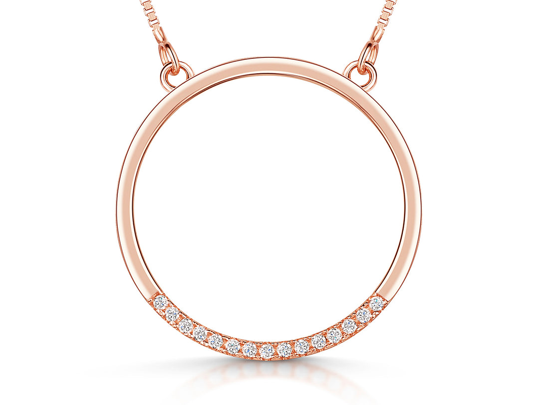 Rose Gold Open Circle Pendant With Cubic Zirconia