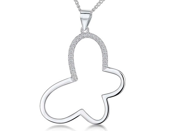 Sterling Silver Open Butterfly Necklace
With Cuic Zirconia-JOOLS by Jenny Brown