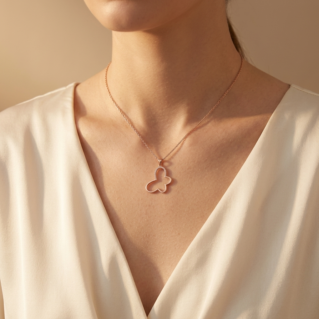 Sterling Silver Rose Gold Open Butterfly Necklace - JOOLS By Jenny Brown