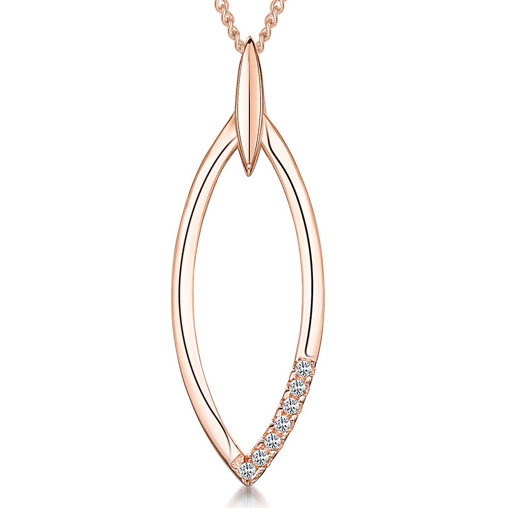 Rose Gold Open Angular Oval Pendant