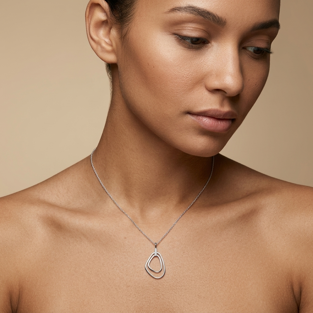 Sterling Silver  Double Geometric  Pendant - JOOLS By Jenny Brown