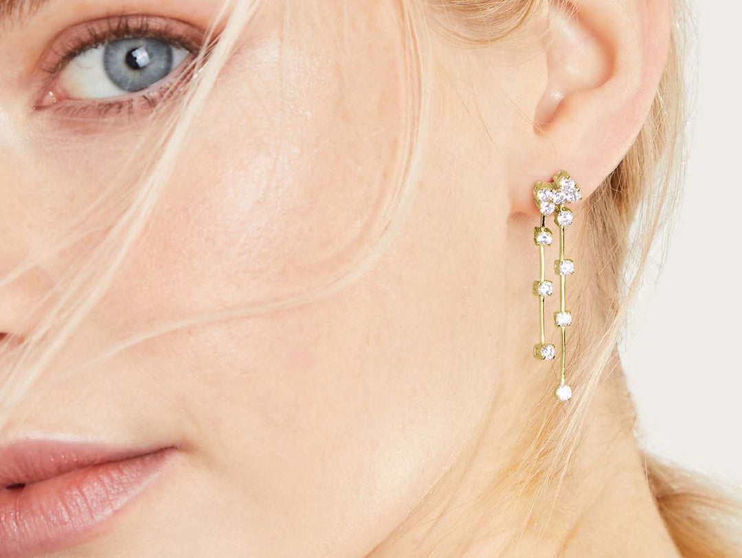 Yellow Gold Cubic Zirconia Scatter Earrings
