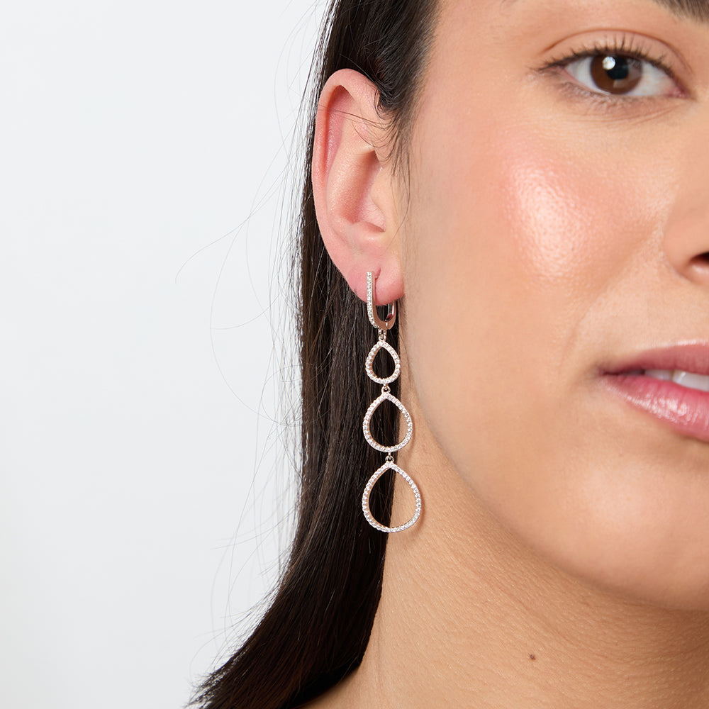 Sterling Silver  Graduated Open Oval Drop Earrings - JOOLS By Jenny Brown