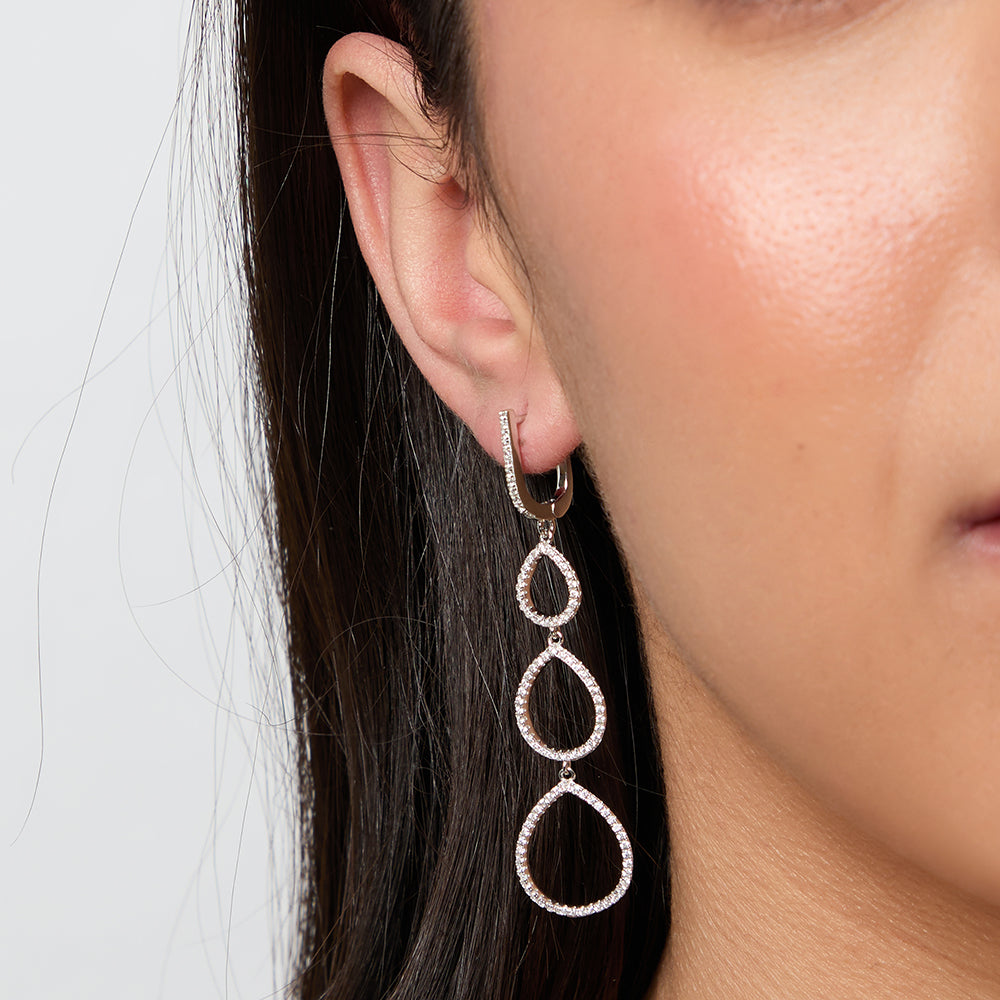 Sterling Silver  Graduated Open Oval Drop Earrings - JOOLS By Jenny Brown