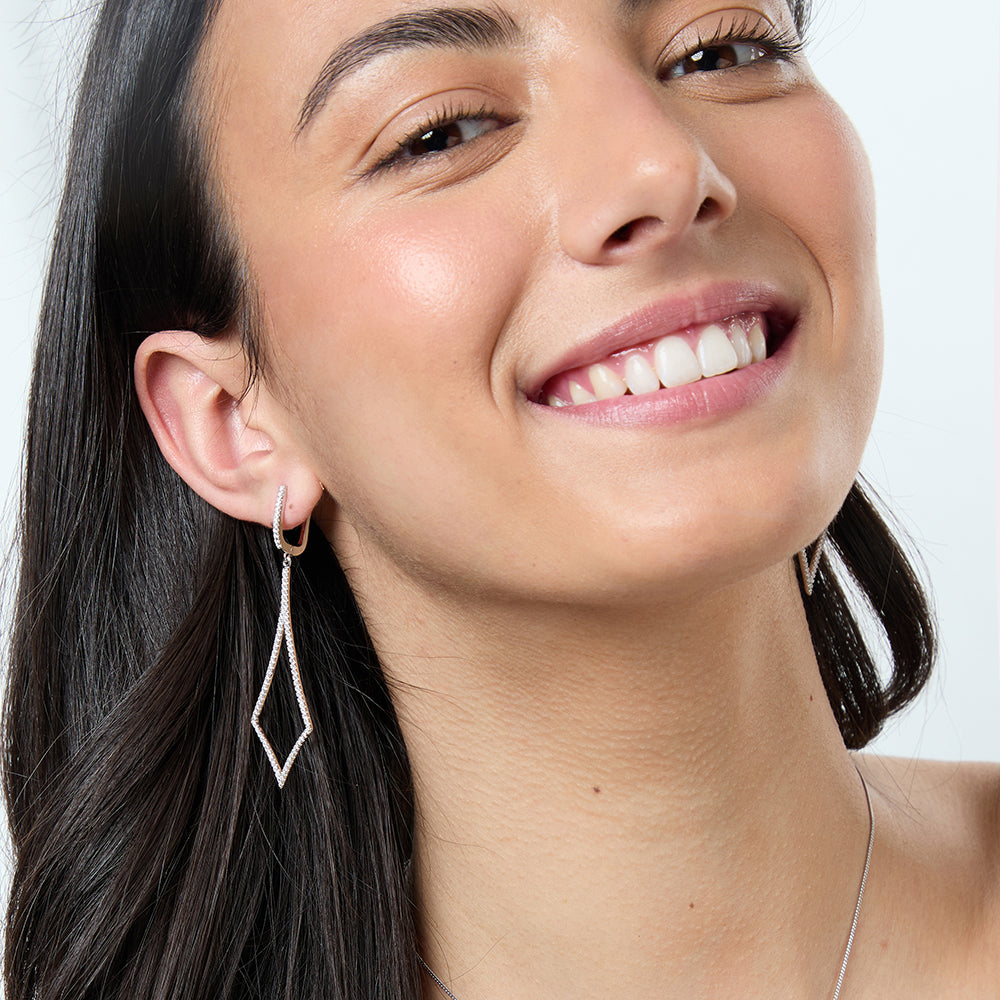 Sterling Silver Diamond Shape Drop Earrings- JOOLS By Jenny Brown