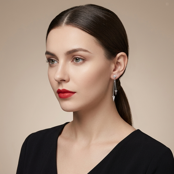 Sterling Silver Arrow Tip Triangle Drop Earrings