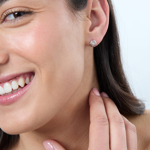 Sterling Silver Small Woven  Knot Stud Earrings - JOOLS By Jenny Brown