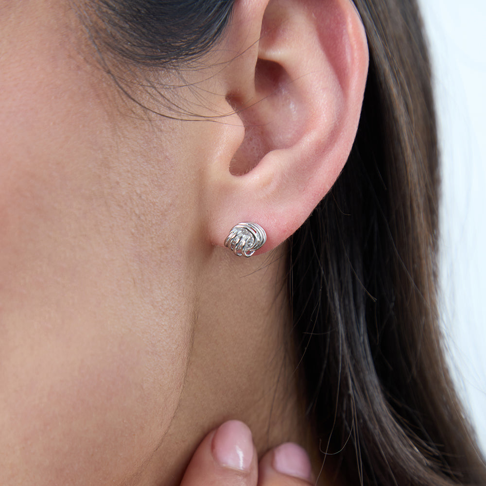 Sterling Silver Small Woven  Knot Stud Earrings - JOOLS By Jenny Brown