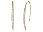 Load image into Gallery viewer, Yellow Gold Set Pull Through Earrings With Cubic Zirconia
