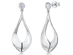 Load image into Gallery viewer, Sterling Silver Oval Drop  Earrings With Cubic Zirconia Bale-JOOLS by Jenny Brown
