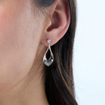 Load image into Gallery viewer, Sterling Silver Oval Drop  Earrings With Cubic Zirconia Bale-JOOLS by Jenny Brown
