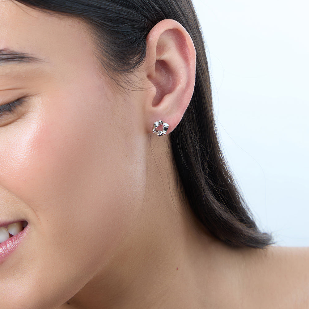 Sterling Silver Folded Stud Earrings-JOOLS by Jenny Brown