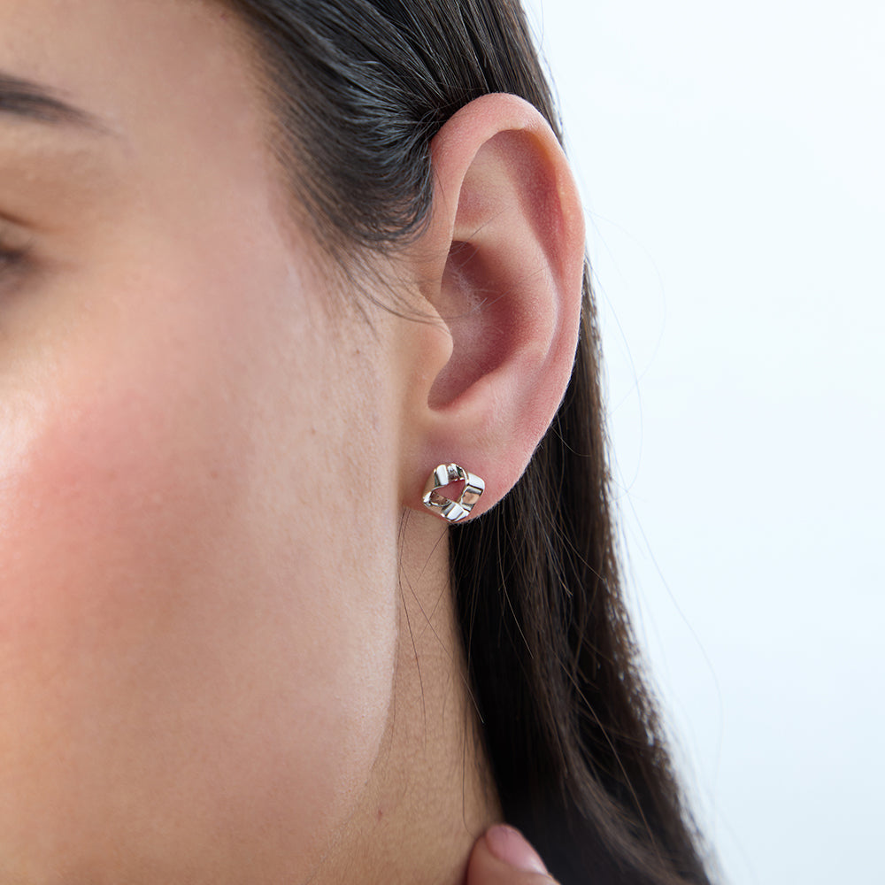 Sterling Silver Folded Stud Earrings-JOOLS by Jenny Brown