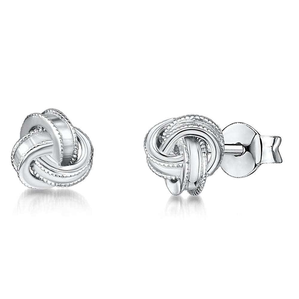 Sterling Silver Small Woven Knot Stud Earrings-JOOLS by Jenny Brown