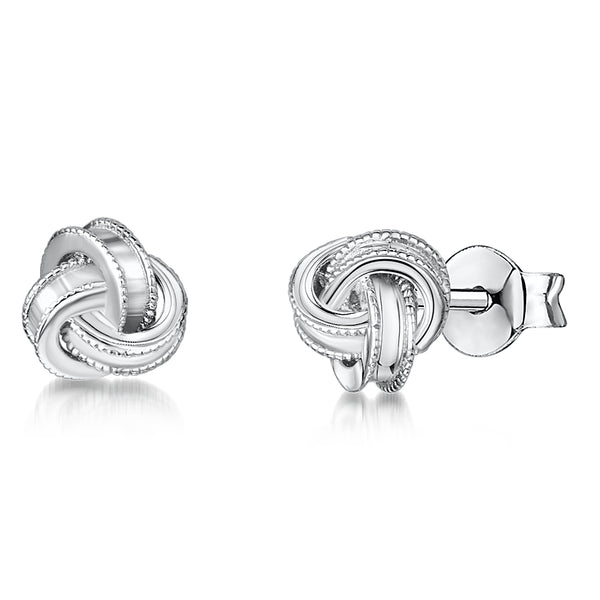 Sterling Silver Small Woven Knot Stud Earrings-JOOLS by Jenny Brown