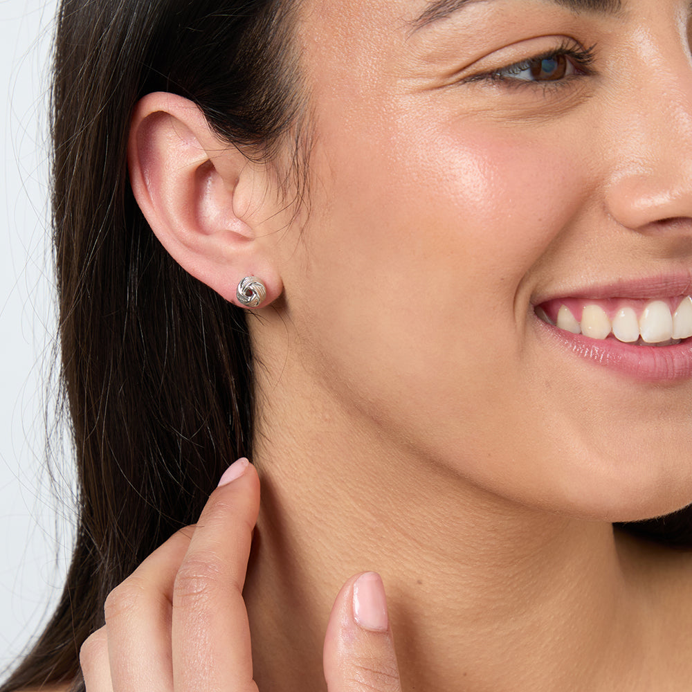 Sterling Silver Open Woven  Stud Earrings-JOOLS by Jenny Brown