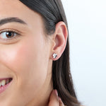 Load image into Gallery viewer, Sterling Silver Flower Stud Earrings With A  Cubic Zirconia Centre  - JOOLS By Jenny Brown
