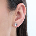 Load image into Gallery viewer, Sterling Silver Flower Stud Earrings With A  Cubic Zirconia Centre  - JOOLS By Jenny Brown
